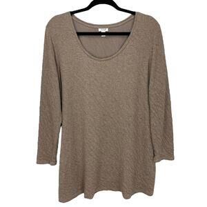 PUREJILL TUNIC Women's Size LARGE PETITE Brown LONG SLEEVE